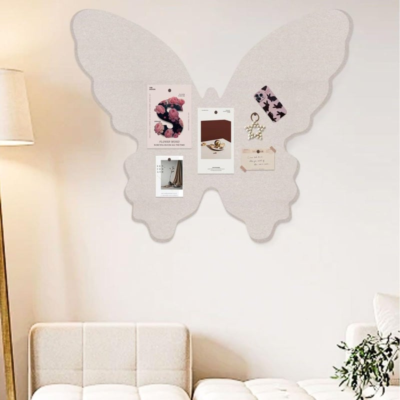 werdecade 4Pcs Pin Board Butterfly Cork Board 16x19 Inch Foldable Butterfly Wings Felt Bulletin Boards 3D Butterflies Wall Decoration Corkboard for Bedroom School Office Home Decor (Khaki) - Image 4